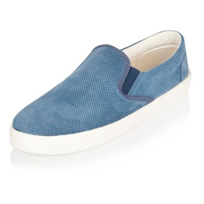 Light blue perforated suede plimsolls